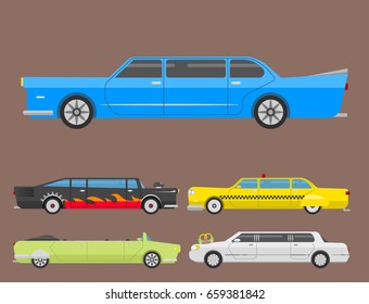 Detailed vector luxury limousine long car transportation detailed auto business transport design speed pickup graphic