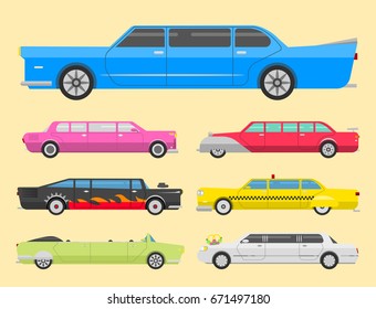 Detailed vector luxury limousine long car transportation detailed auto business transport design speed pickup graphic