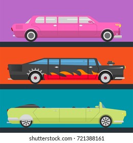 Detailed vector luxury limousine long car transportation detailed auto business transport design speed pickup graphic