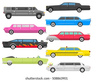 Detailed vector luxury limousine set black long car