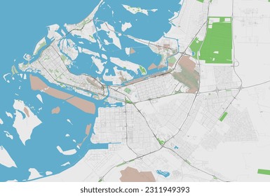 Mapa vectorial detallado de Abu Dhabi, Emiratos Árabes Unidos