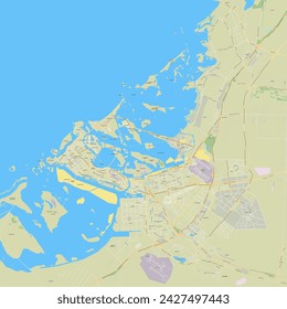 Mapa vectorial detallado de Abu Dabi, Emiratos Árabes Unidos