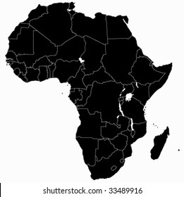 Detailed vector map of Africa. countries separated