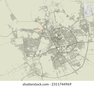 Detailed vector map of Al Madinah Al Munawwarah, Saudi Arabia.