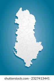 Detailed vector map Albania divided on regions isolated in the background. Template Europe country for pattern, infographic, design, illustration. Creative concept of administrative divisions Albania