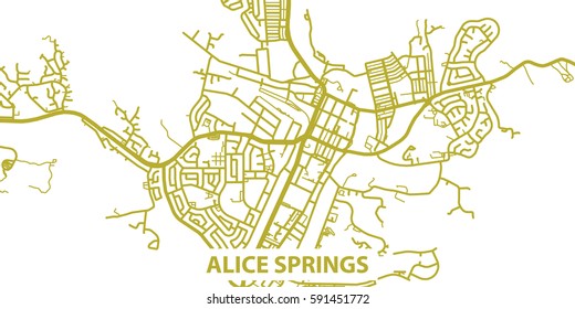 Detailed Vector Map Alice Springs Gold Stock Vector Royalty Free   Detailed Vector Map Alice Springs 260nw 591451772 