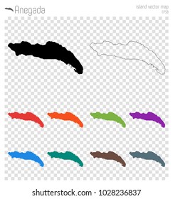 Detailed vector map of Anegada island with isolated black outline.