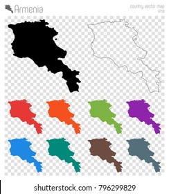 Detailed vector map of Armenia with a black outline.