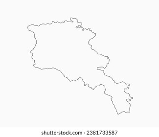 Detailed vector map Armenia - border, frontier, boundary country - isolated on background. Template Asia outline country for pattern, report, infographic, backdrop. Silhouette of the map Armenia