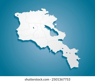 Detailed vector map Armenia divided on regions isolated in the background. Template Europe country for pattern, infographic, design, illustration. Creative concept of administrative divisions Armenia