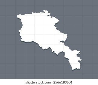 Detailed vector map Armenia isolated on background grid. Template Europe country for pattern, report, infographic backdrop. Concept outline of the state Armenia. Contour map for education illustration