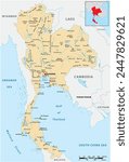 Detailed vector map of the Asian state of Thailand