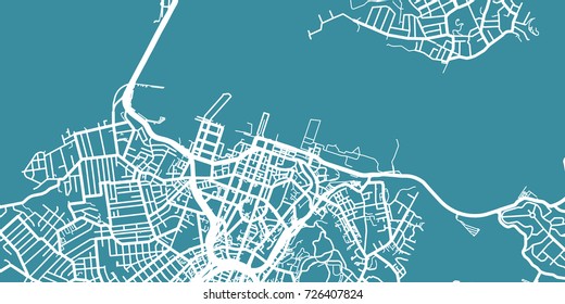 Detailed vector map of Auckland, scale 1:30 000, New Zealand