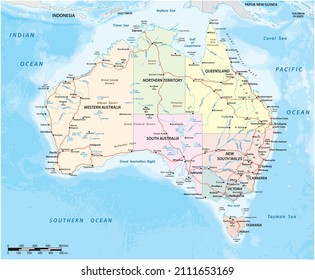 detailed vector map of the Australian continent
