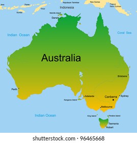 Detailed vector map of australian continent