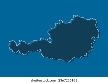 Detailed vector map Austria - border, frontier, boundary country - isolated on background. Template Europe outline country for pattern, report, infographic, backdrop. Silhouette of the map Austria