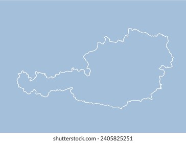 Detailed vector map Austria - border, frontier, boundary country - isolated on background. Template Europe outline country for pattern, report, infographic, backdrop. Silhouette of the map Austria