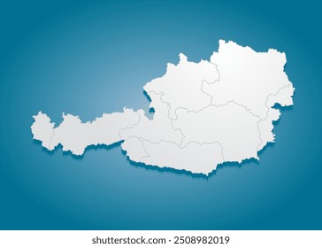 Detailed vector map Austria divided on regions isolated in the background. Template Europe country for pattern, infographic, design, illustration. Creative concept of administrative divisions Austria