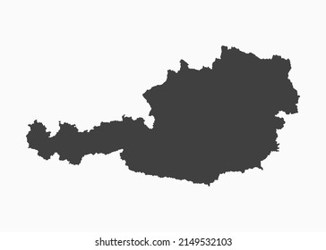 Mapa vectorial detallado de Austria aislado en el fondo. Plantilla Europa país para patrones, informes, infografía, fondo. Esbozo conceptual del estado Austria. Mapa de contorno para su diseño, ilustración