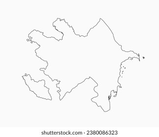 Detailed vector map Azerbaijan - border, frontier, boundary country - isolated on background. Template Asia outline country for pattern, report, infographic, backdrop. Silhouette of the map Azerbaijan