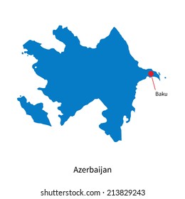 Detailed vector map of Azerbaijan and capital city Baku