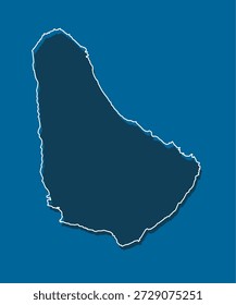 Detailed vector map of Barbados - border, frontier, boundary country - isolated on background. Template Caribbean outline country for pattern, report, infographic, backdrop. Silhouette of map Barbados