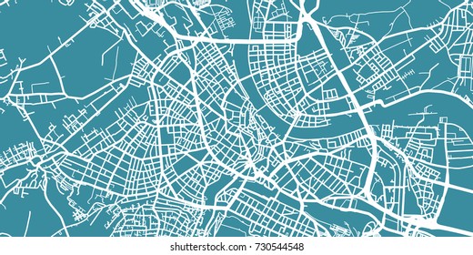 Detailed vector map of Basel, scale 1:30 000, Switzerland