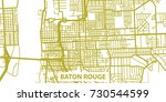 Detailed vector map of Baton Rouge in gold with title, scale 1:30 000, USA
