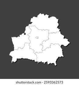 Detailed vector map Belarus divided on regions isolated in the background. Template Europe country for pattern, infographic, design, illustration. Concept outline of administrative divisions Belarus