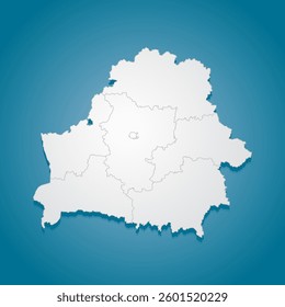 Detailed vector map Belarus divided on regions isolated in the background. Template Europe country for pattern, infographic, design, illustration. Creative concept of administrative divisions Belarus