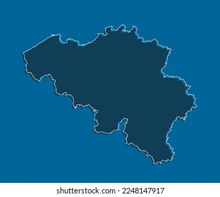 Detailed vector map Belgium - border, frontier, boundary country - isolated on background. Template Europe outline country for pattern, report, infographic, backdrop. Silhouette of the map Belgium