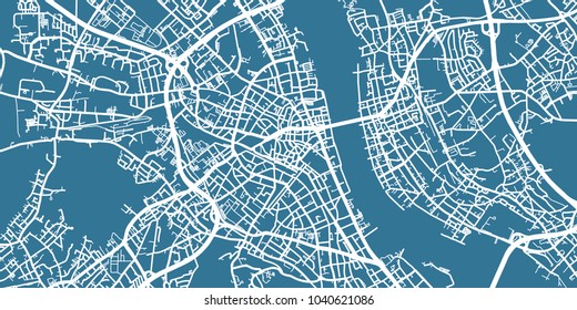 Detailed vector map of Bonn, scale 1:30 000, Germany