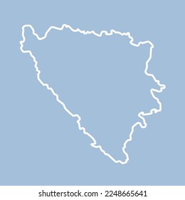 Detailed vector map Bosnia and Herzegovina - border, frontier, boundary country - isolated on background. Template Europe outline country for pattern, report, infographic, backdrop. Silhouette the map