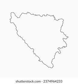 Detailed vector map Bosnia and Herzegovina - border, frontier, boundary country - isolated on background. Template Europe outline country for pattern, report, infographic, backdrop. Silhouette of map