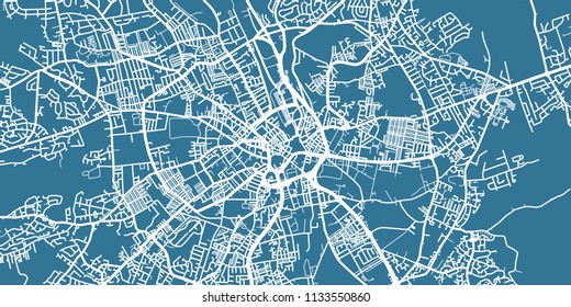 Detailed vector map of Bradford, scale 1:30 000, England, UK