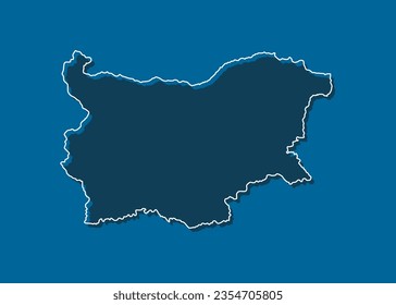 Detailed vector map Bulgaria - border, frontier, boundary country - isolated on background. Template Europe outline country for pattern, report, infographic, backdrop. Silhouette of the map Bulgaria