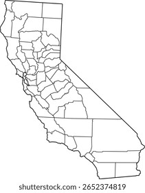 Detailed vector map of California, USA, including counties, major cities, highways, and geographic features. Ideal for educational materials, infographics, presentations, and professional design proje