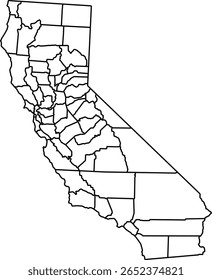 Detailed vector map of California, USA, including counties, major cities, highways, and geographic features. Ideal for educational materials, infographics, presentations, and professional design proje