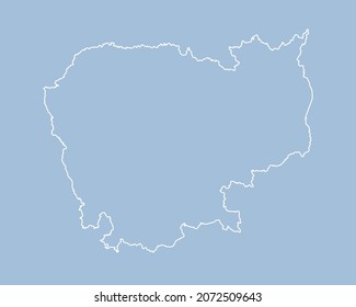 Detailed vector map Cambodia - border, frontier, boundary country - isolated on background. Template Asia outline map for pattern, report, infographic, backdrop. Concept of the state Cambodia