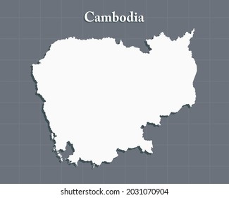 Mapa vectorial detallado de Camboya aislado en el fondo. Plantilla de país de Asia para patrones, informes, infografía, fondo. Esbozo conceptual del estado de Camboya. Mapa de contorno para su diseño, ilustración