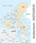 Detailed vector map of the Canadian Arctic Archipelago