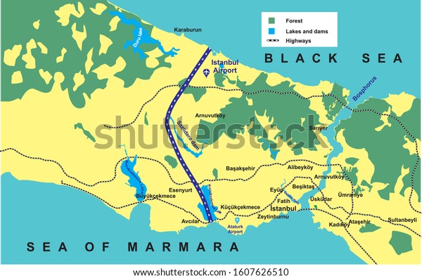 Detailed Vector Map Canal Istanbul Project Stock Vector (Royalty Free ...