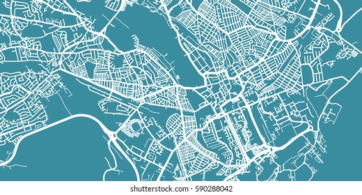 Detaillierte Vektorkarte von Cardiff, Maßstab 1:30 000, Wales