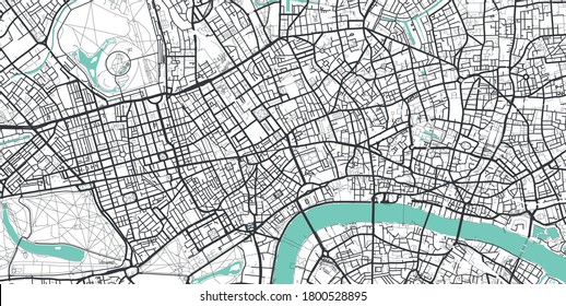 Detailed vector map of central London, UK svg