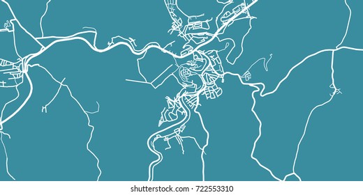 Detailed vector map of Cesky Krumlov, scale 1:30 000, Czech republic