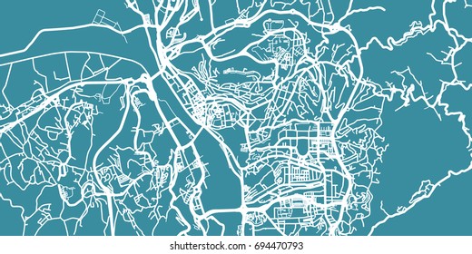 Detailed vector map of Coimbra, scale 1:30 000, Portugal