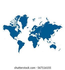 Detailed vector map continent White background.