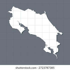 Mapa detalhado do vetor de Costa Rica isolado no fundo. Modelo de país americano para padrão, relatório, infográfico, pano de fundo. Descrição do conceito do estado. Mapa de contorno para educação, ilustração