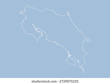 Detailed vector map of Costa Rica - border, frontier, boundary country - isolated on background. Template American outline country for pattern, report, infographic backdrop. Silhouette map Costa Rica