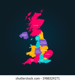 Detailed vector map country The United Kingdom isolated on background. The Great Britain template, report, infographic, backdrop. Europe England nation pattern or silhouette sign concept. UK islands